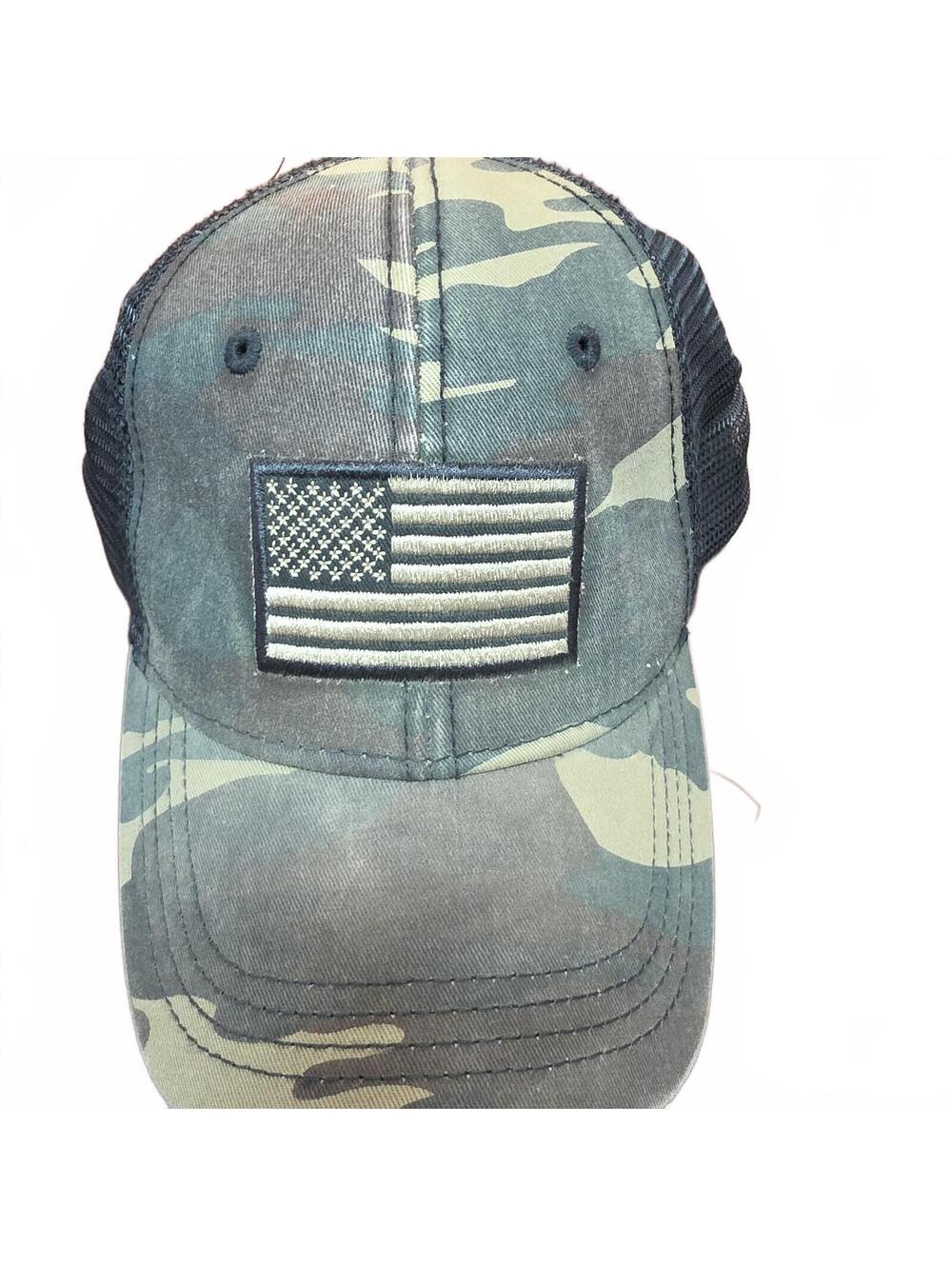 H3 Headwear Camo Trucker Hat American Flag Patch Snapback Cap Camouflage NWOT